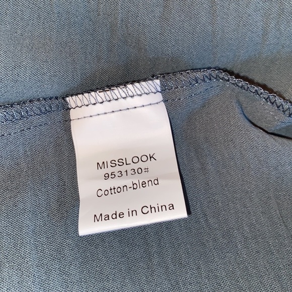 MISSLOOK sage color crinkled silky blouse never worn. Measurements in pics. - Picture 12 of 12
